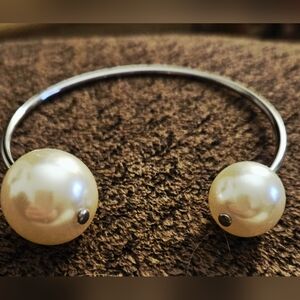Silver and Pearl Women's Bracelet